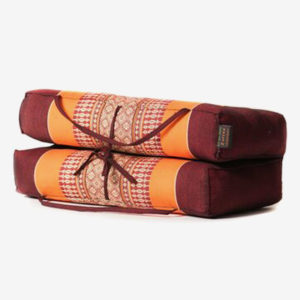 Zafuko Large Foldable Yoga & Meditation Cushion orange-burgundy in Salt Lake City, UT | Santosh Yoga Institute